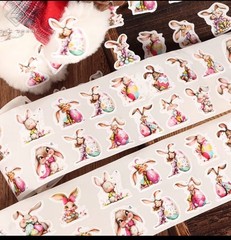 40 pcs 1 Inch Cartoon Funny Bunny Easter Stickers Great For Projects Decorations