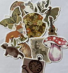WOODLAND ASSORTMENT Stickers(6pc)Fairy•Mushroom •Animals•Flowers•Nature•Trees•