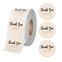 EasyKart 4000 Thank You Stickers 1.5″ Round Gold Foil Pastel Peach