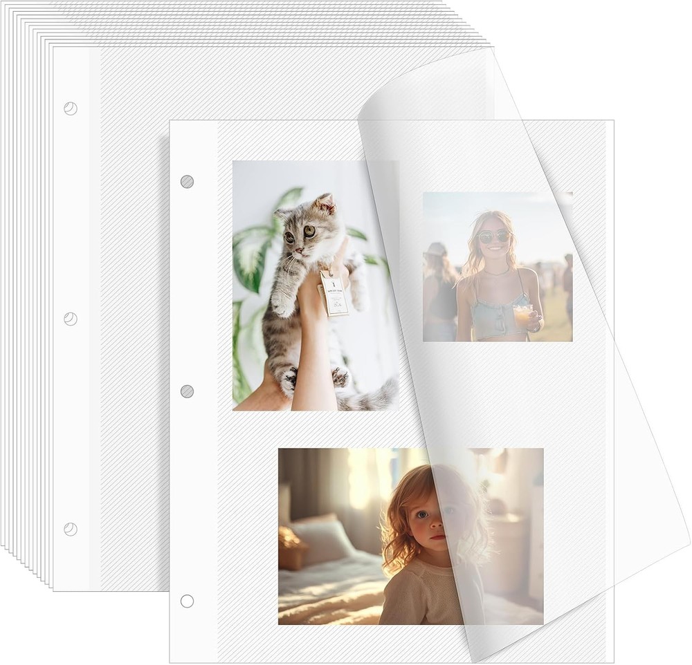 VOKOY 15 Sheets Self Adhesive Photo Album Refill Pages for 3 Ring Binder 9×11