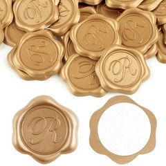 60Pcs Letter R Wax Seal stickers Gold Self Adhesive Envelope Seal Stickers