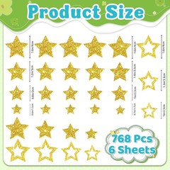 Gold Glitter Foam Star Stickers Self Adhesive Small Large Shape Stickers