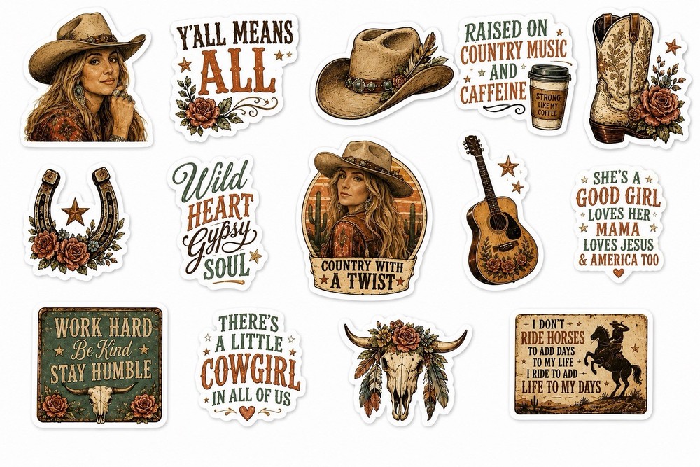 Lainey Wilson Sticker Pack/Country Music/Wild Heart/Country With A Twist/Cowgirl