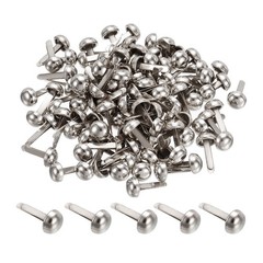 200Pack 6x12mm Mini Brads Paper Fasteners Round Brads Fastener Silver Tone