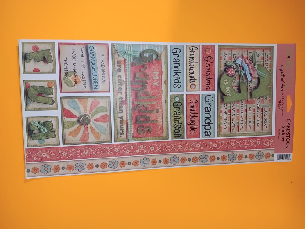 a Gift of Love Cardstock Stickers Grandkids Grandma Grandpa Scrapbook Embellish