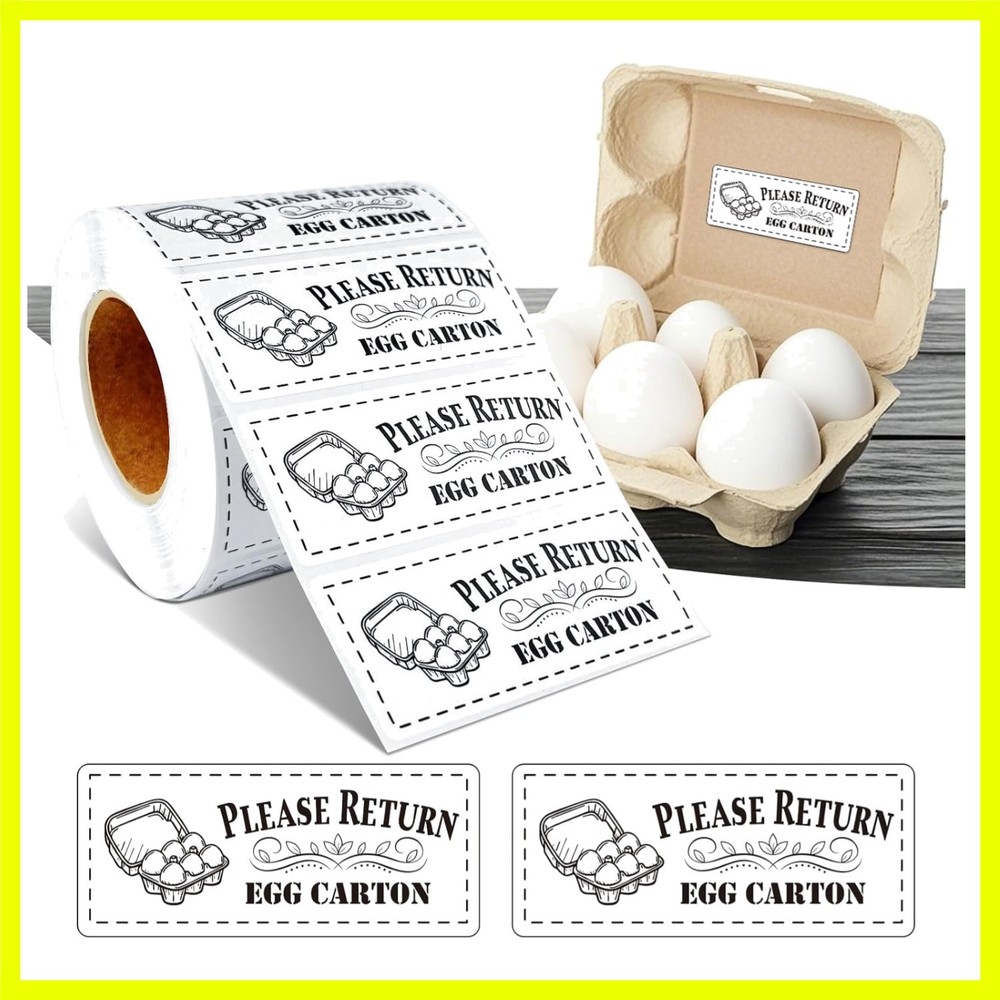 800Pcs Please Return Egg cartons Stickers,1.2”×2.75”Rectangular Farm Fresh Eg…