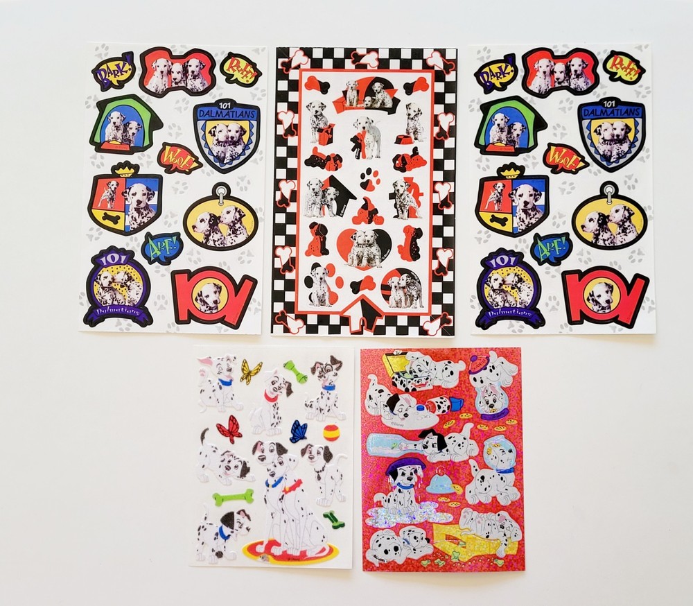 Vtg Sandylion Stickers LOT Disney’s 101 Dalmatians dogs puppies fuzzy prism