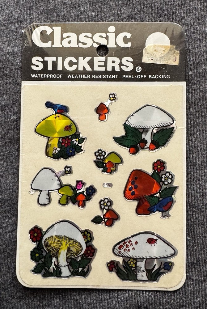 Vintage Classic Stickers Metallic Waterproof 1980 Mushrooms Decal Specialties BA