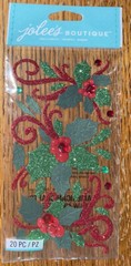 RARE Jolees Flourishes & Holly Christmas Glitter Gem Accent 3D Scrapbook Sticker