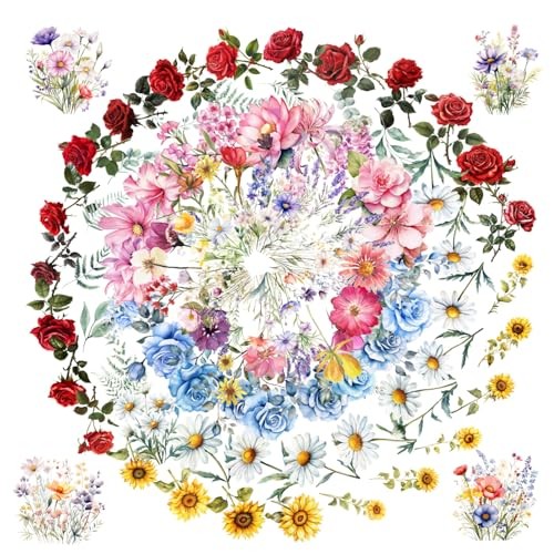 100 Pcs Natural Flower Stickers for Scrapbooking Junk Journal Mix Flowers