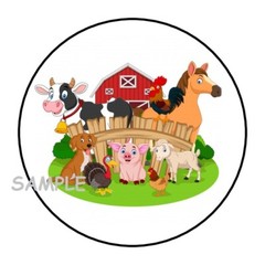 30 FARM ANIMALS ENVELOPE SEALS LABELS STICKERS 1.5″ ROUND BARN PARTY FAVORS
