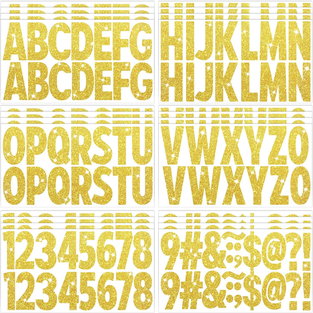 376 Pcs 24 Sheets Large Letter Stickers Glitter Big Font Alphabet Number Self