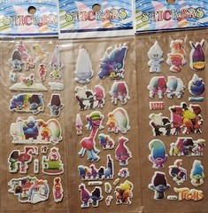 Trolls 6 sheets high detail 3D puffy stickers
