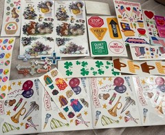 mrs. grossman’s stickers lot Easter Summertime Vtg Cross Happy New Year Hearts