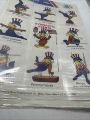 Olympic PERK-UPS Stickers GYMNASTIC EVENTS NIP 1984 Vtg 3 Sheets USA EAGLE LA !