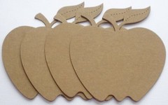 {3} APPLES – Teacher Fruit Bare Apple Chipboard Die Cuts Embellishments