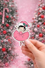 Pink Whimsical Christmas Sticker Set – 12 Piece