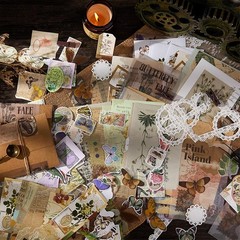 251PCS Vintage Scrapbook Supplies Pack, Scrapbooking Paper and Stickers Ephemera