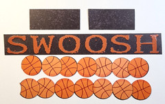 Basketball Swoosh Stickers Red Foil Scrapbook Borders 5pc 6×1″ Sports Accents
