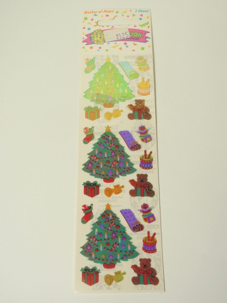 Vintage 1990 Sandylion Mother of Pearl Holiday Christmas Tree Stickers *SEALED*