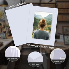 5 PCS 18×24 Inch White Picture Photo Mats Board Bevel Cut Fits 12×18 Inch Art