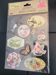 Crafter Square Stickers – butterflies and flowers, 9 pc