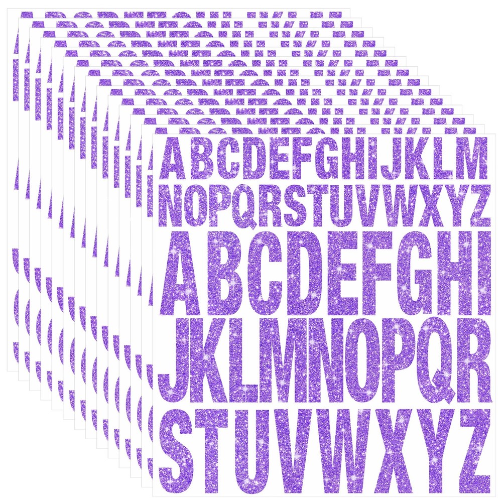 15 Sheets Letter Stickers 780 Pcs Glitter Capital Letters Large Purple