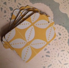 9 Pack Hand Punched Yellow & White Leafy Tags – Gifts, Scrapbook, Crafts, etc