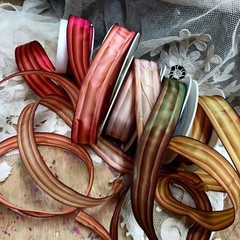 vintage 1″ french wire stripe acetate rayon ombre ribbon 1yd made in France