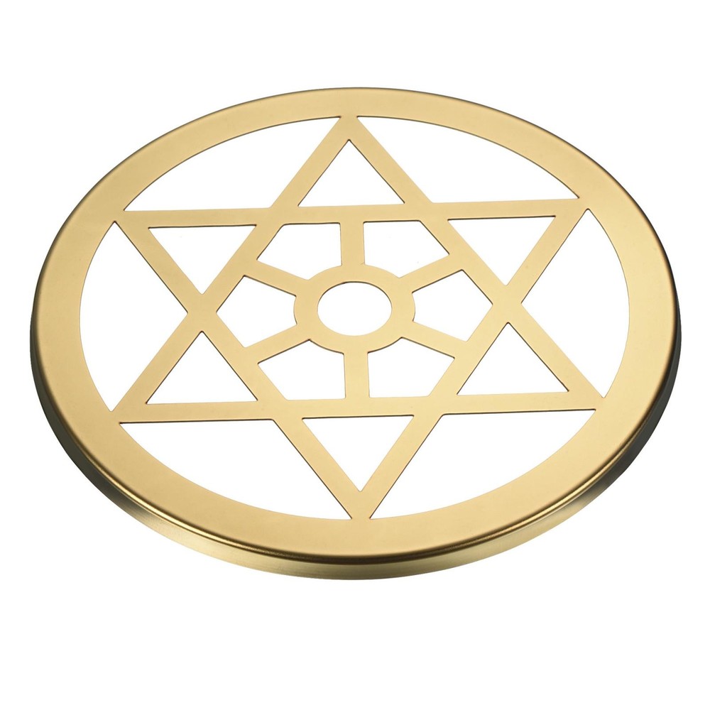 3.9 Inch Metal Flower Frog Lid Organizer Six-Pointed Star Pattern Gold Tone