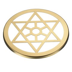 3.9 Inch Metal Flower Frog Lid Organizer Six-Pointed Star Pattern Gold Tone