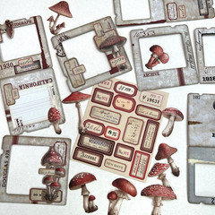 Mushroom Label Frame Stickers Scrapbooking Junk Journaling Collage