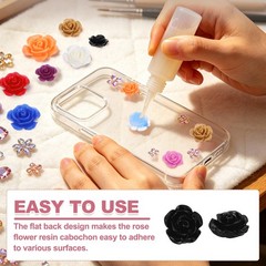 10mm Resin Rose Flatback Charms, 30 Pcs Flatback Embellishment, Black