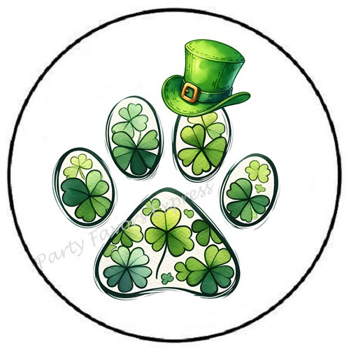 ST PATRICKS DAY PAW PRINT ENVELOPE SEALS LABELS STICKERS PARTY FAVORS