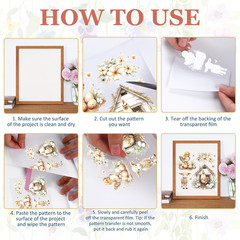 16 Pcs Vintage Bunny Rub-On Transfers for DIY Crafts and Home Decor