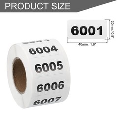 1 Roll Inventory Number Sticker 1.6×0.8″ 6001-7000 Consecutive Number Sticker