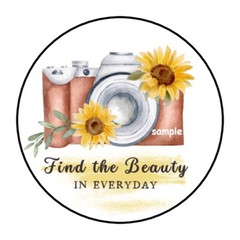 30 FIND THE BEAUTY IN EVERYDAY ENVELOPE SEALS LABELS STICKERS 1.5″ ROUND CAMERA