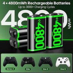 Rysker Charger with 4x4800mWh Rechargeable Battery Pack for Xbox One/Series X…