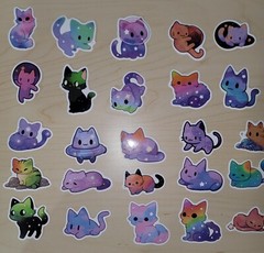 50 Cute Cat Starry Sky Kitty Kitten Space Astral Galaxy Sticker – Meme Kawaii