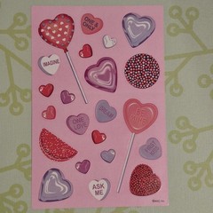 Valentines Day Cute Heart Candy Love Theme Sticker Sheet Junk Journal Crafts