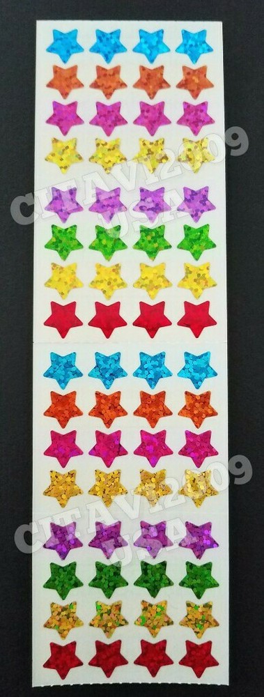 HAMBLY STUDIOS PRISMATIC MULTI-COLOR STARS REWARD STICKERS VINTAGE COLLECTIBLE
