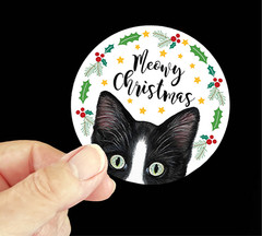 Tuxedo Cat Christmas Stickers