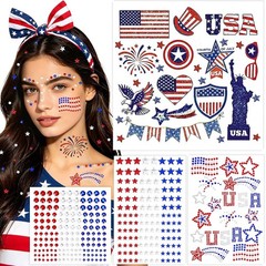 4th of July Face Gems – Face Stickers with Red White and Blue Self-Adhesive …