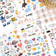 4 Sheets Baby Boy Scrapbook Supplies Stickers – Newborn Planner Journal Stickers