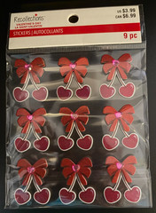 RECOLLECTIONS VALENTINE’S DAY CHERRY HEARTS DIMENSIONAL STICKERS 9PC ROMANCE
