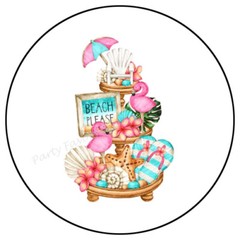 BEACH SUMMER TRAY ENVELOPE SEALS LABELS STICKERS PARTY FAVORS