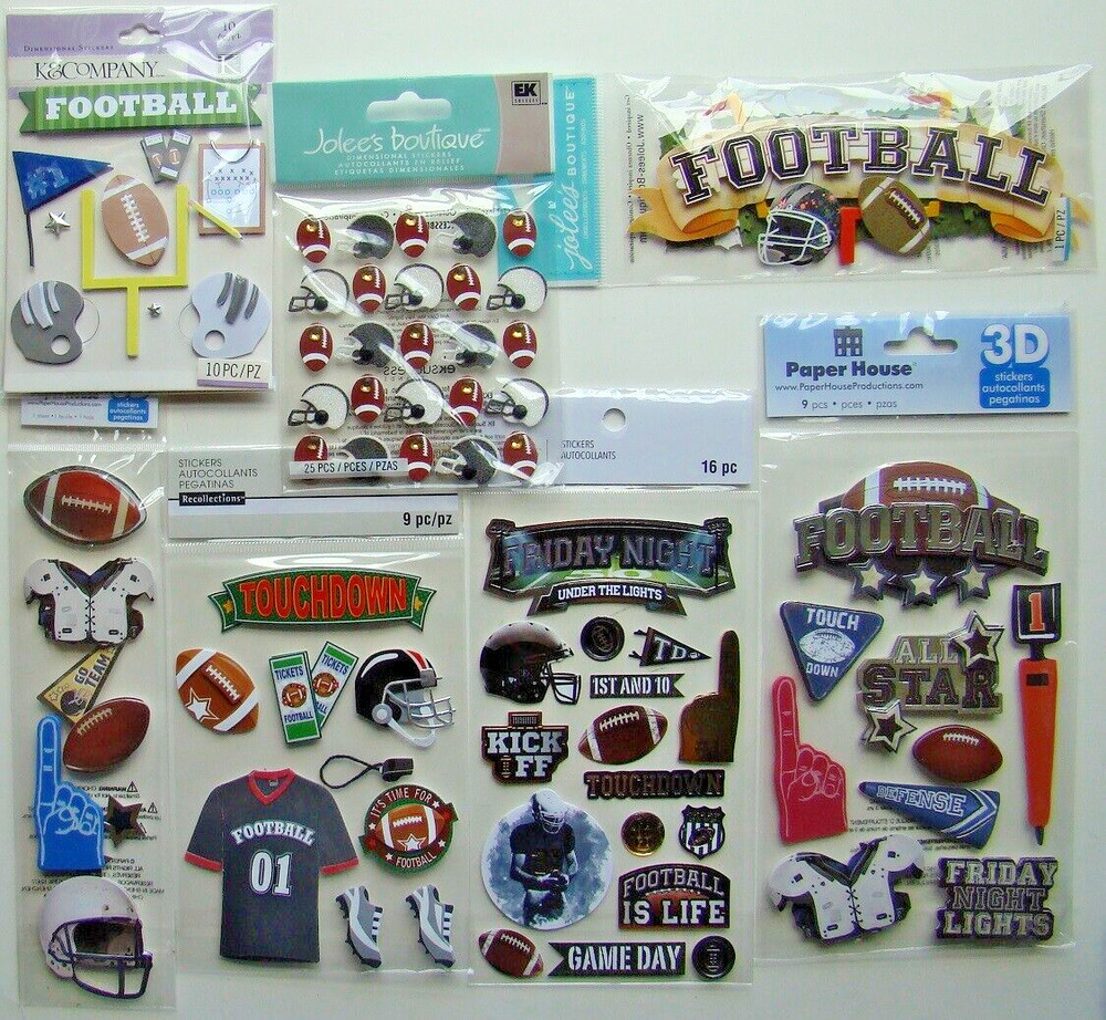 FOOTBALL LOT of 7 Stickers NEW! Jolee’s Recollections Paper House K&Company