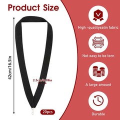 20 PCS Black Award Neck Ribbons Participation Flat Medal Lanyard Competitions