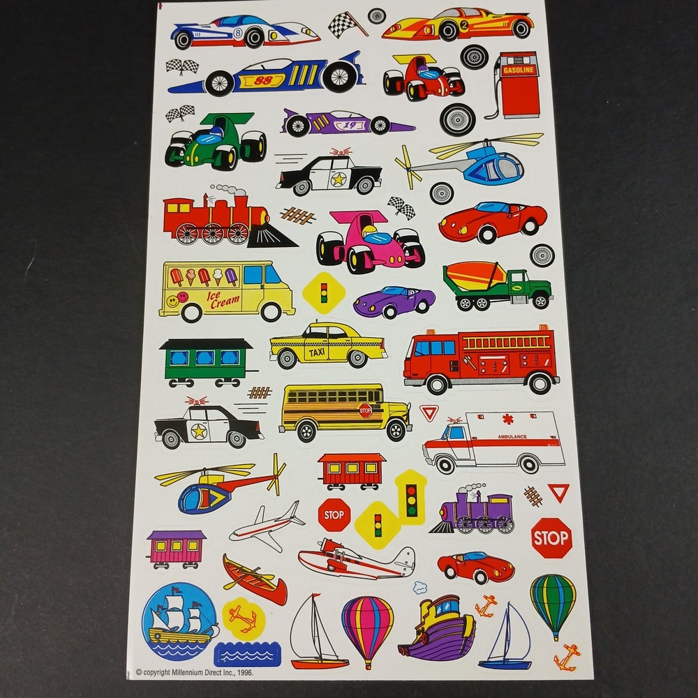 Vintage Race Car Stickers Transportation Ice Cream Bus Millennium Direct Sheet