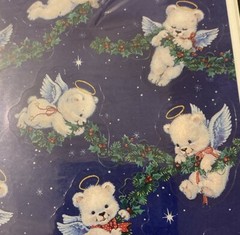 Vintage Heartline Hallmark Cards Angel White Teddy Bears 4 sticker sheets NIP